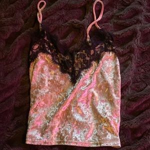 Large velvet and lace tank
